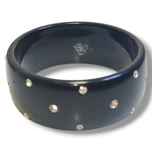 Two's Company Chunky Black‎ Plastic Rhinestone Bangle Bracelet